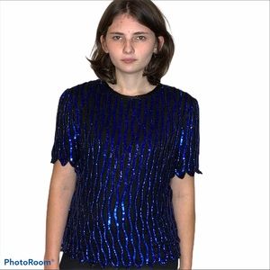 Stenay  vintage Sequined blue 80’s blouse